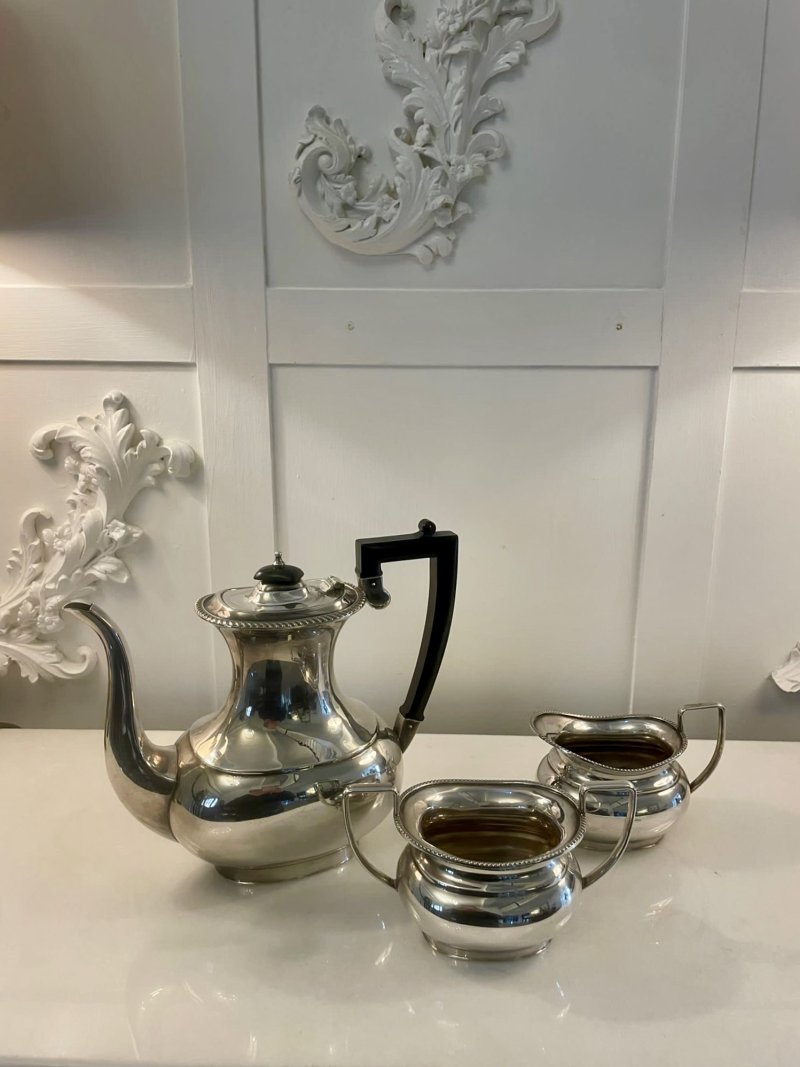 Antique Edwardian Quality Silver Plated Three Part Tea Set